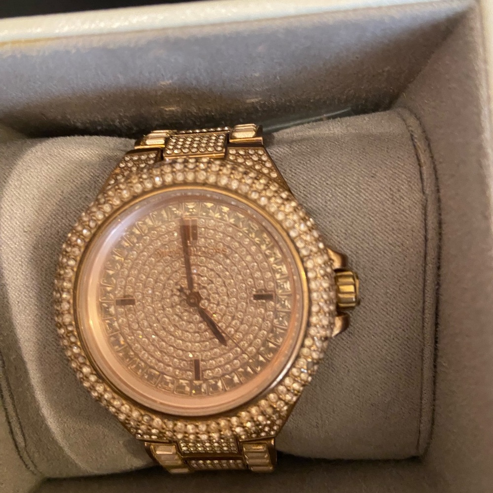 Gold-Tone Crystal Embellished Watch